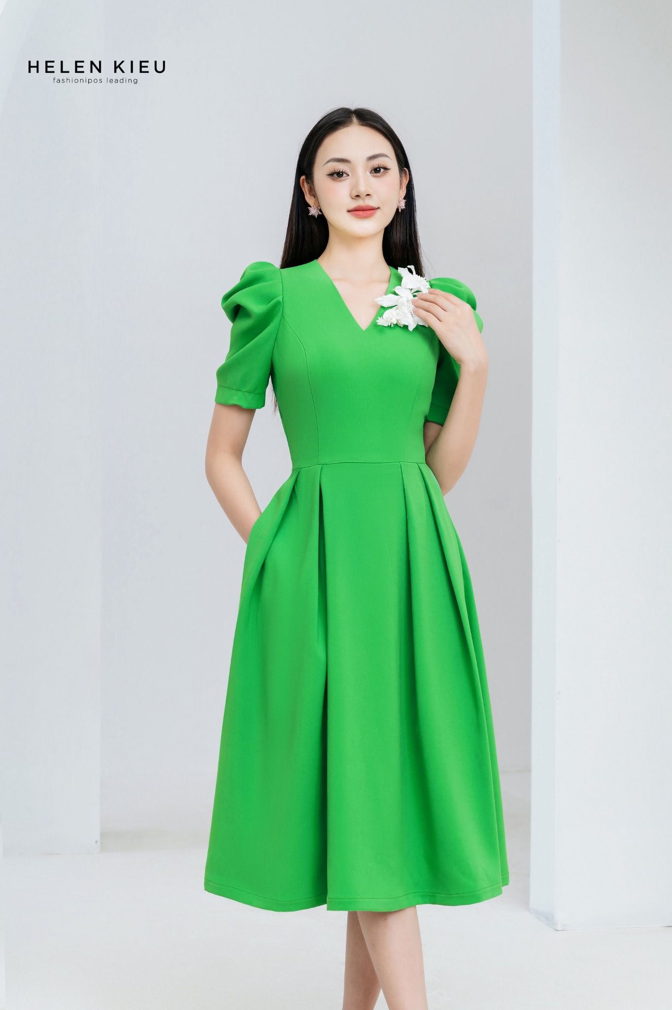 Đầm xòe cổ vuông tay phồng đầm dự tiệc  Nomax Thời trang thiết kế