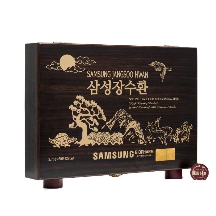 An Cung Ngưu Trầm Hương Samsung JangSoo Hwan Hộp Gỗ Đen 60 Viên