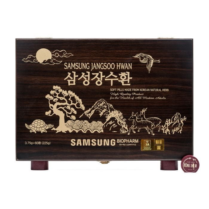 An Cung Ngưu Trầm Hương Samsung JangSoo Hwan Hộp Gỗ Đen 60 Viên