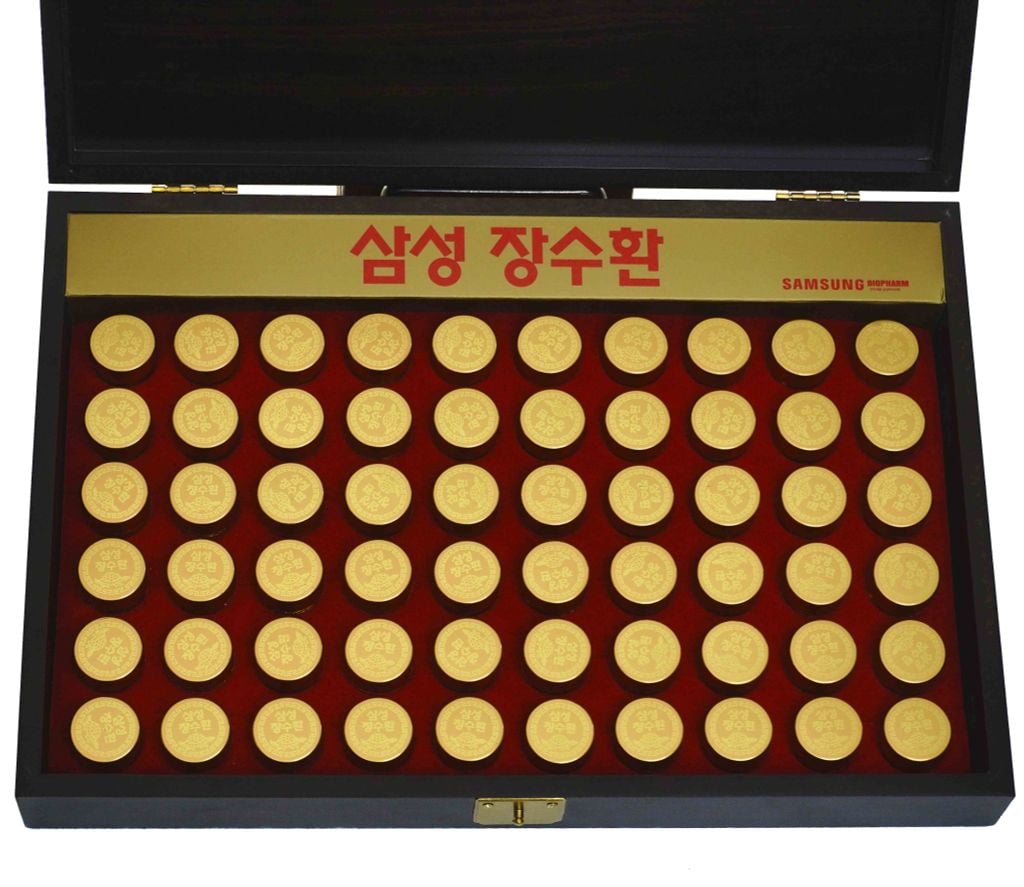 An Cung Ngưu Trầm Hương Samsung JangSoo Hwan Hộp Gỗ Đen 60 Viên