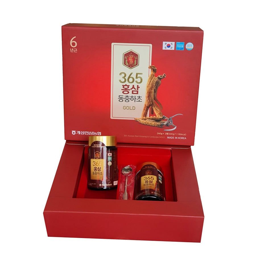 Cao Hồng Sâm Đông Trùng Hạ Thảo 365 Hàn Quốc Hộp 2 Lọ x 240g