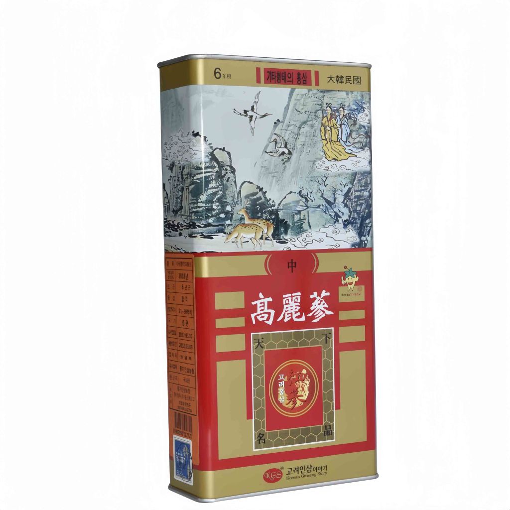 Hồng Sâm Củ Khô KGS Hàn Quốc Hộp Thiếc 300g Củ Trung (21 - 30 củ)