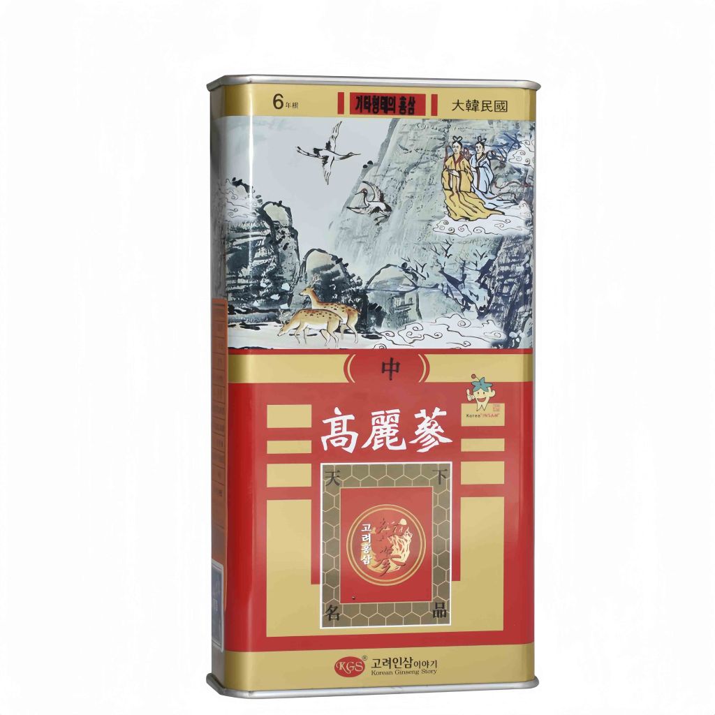 Hồng Sâm Củ Khô KGS Hàn Quốc Hộp Thiếc 75g Củ Trung (6 - 8 củ)