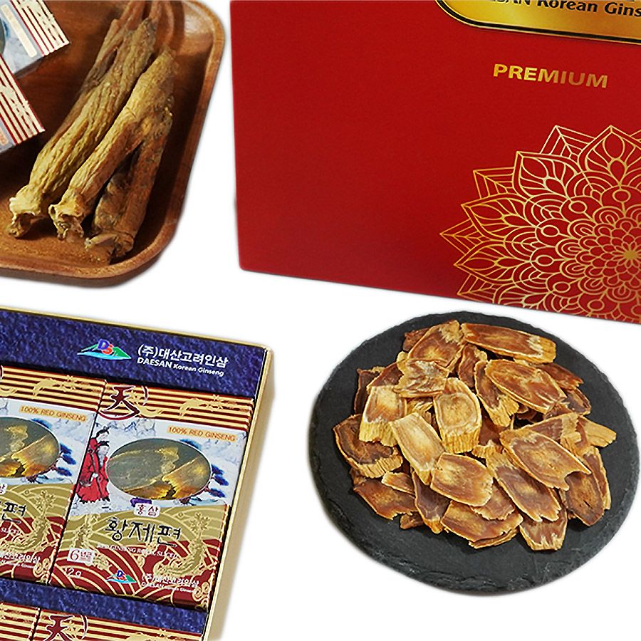 Hồng Sâm Củ Khô Thái Lát Daesan Hàn Quốc Hộp 10 Gói x 12g