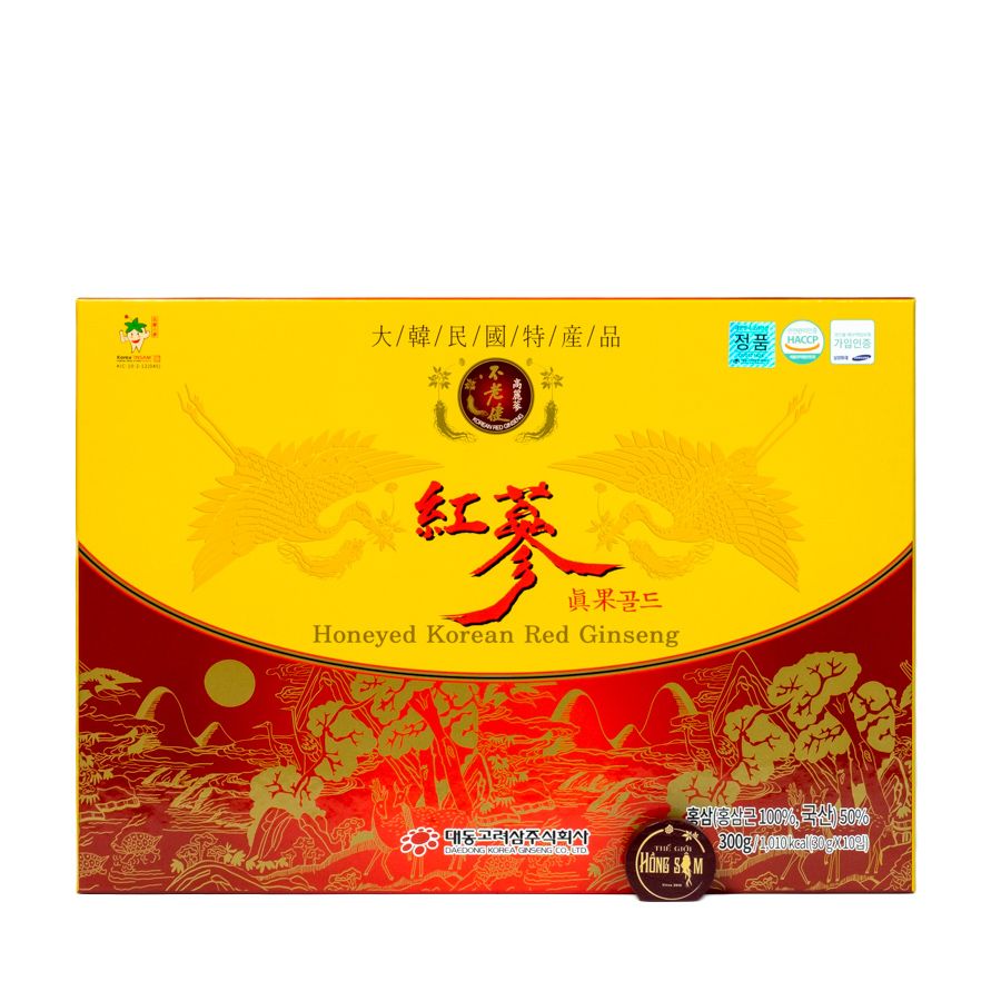 Hồng Sâm Củ Tẩm Mật Ong Daedong Hàn Quốc Hộp 300g (10 Củ)