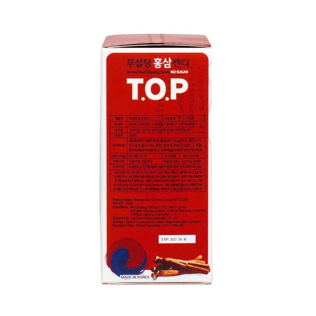 Kẹo Hồng Sâm Không Đường T.O.P Daesan Hàn Quốc Hộp 200g