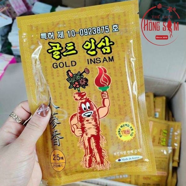 Miếng Cao Dán Hồng Sâm Vàng Hàn Quốc Gói 25 Miếng
