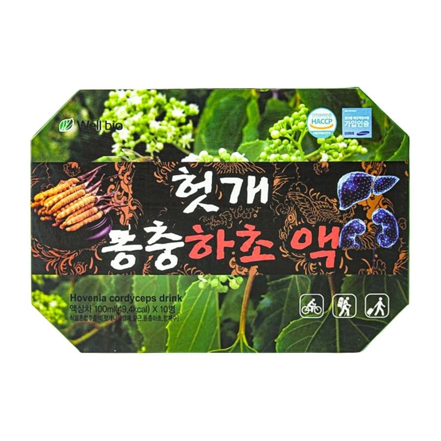 Nước Mát Gan Đông Trùng Hạ Thảo Well Bio Hộp 10 Chai x 100ml