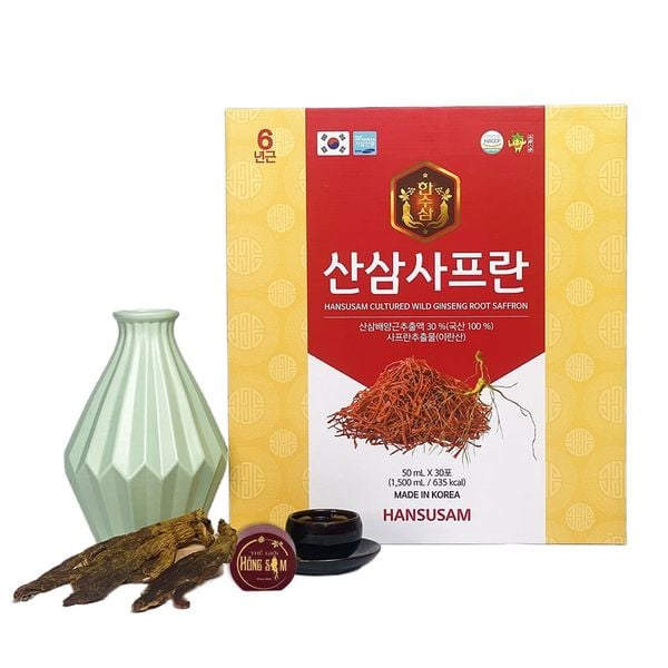 Nước Hồng Sâm Chiết Xuất Sâm Núi Saffron Hansusam 30 Gói x 50ml