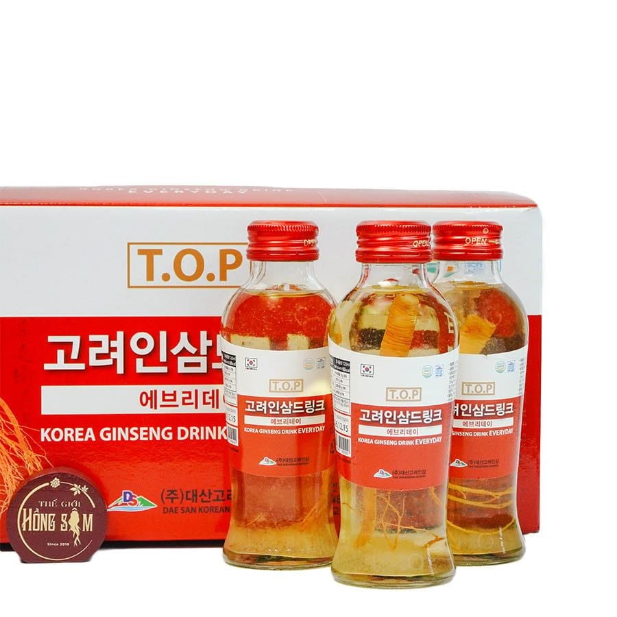 Nước Hồng Sâm Có Củ Daesan Hàn Quốc Hộp 10 Chai x 120ml