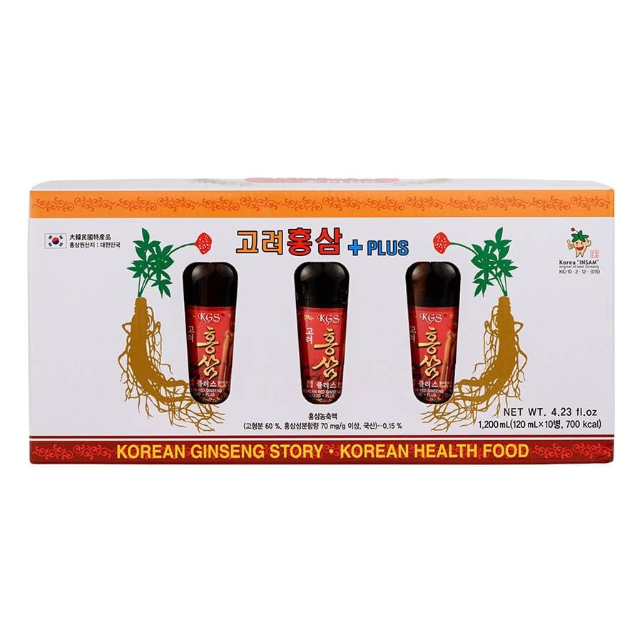 Nước Hồng Sâm Hàn Quốc Dạng Chai Có Củ KGS Hộp 10 Chai x 120ml