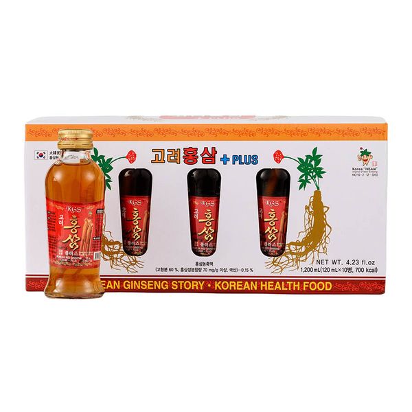 Nước Hồng Sâm Hàn Quốc Dạng Chai Có Củ KGS Hộp 10 Chai x 120ml