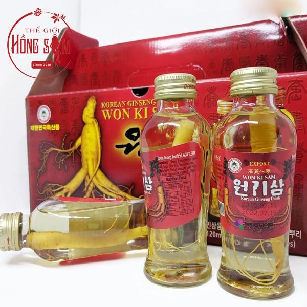 Nước Hồng Sâm Có Củ Won Ki Sam Hàn Quốc Hộp 10 Chai x 120ml