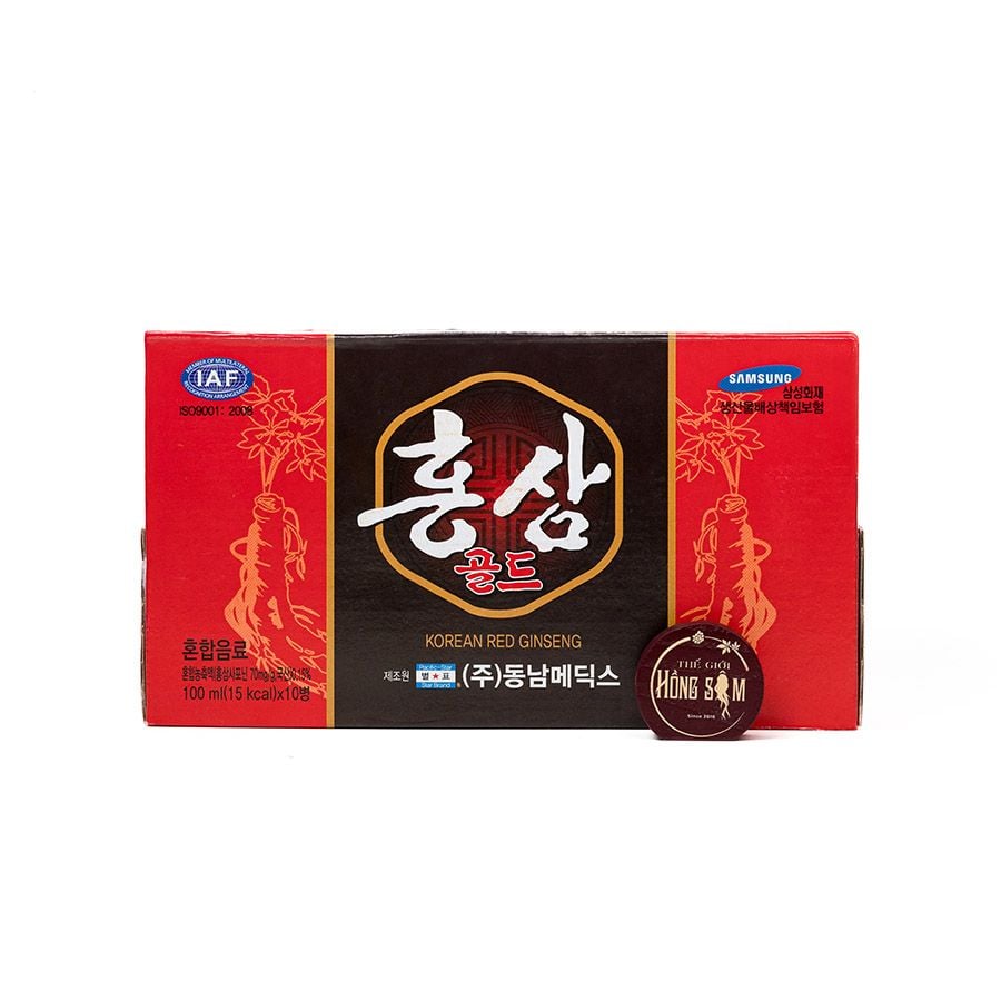 Nước Hồng Sâm Hàn Quốc Dạng Chai Dongnam Medics Hộp 10 Chai x 100ml
