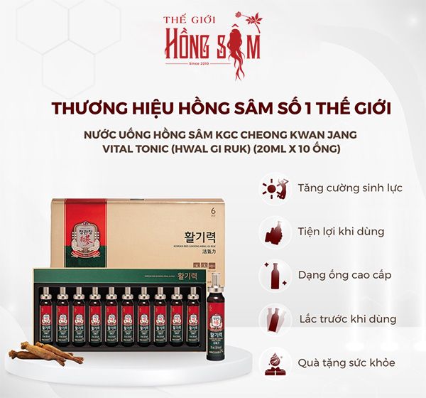 Nước Hồng Sâm KGC Hwal Gi Ruk Hộp 10 Ống x 20ml