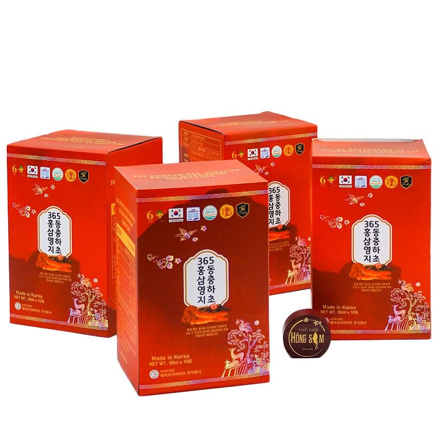 Nước Hồng Sâm Linh Chi Đông Trùng Hạ Thảo 365 Hàn Quốc Hộp 60 Gói x 50ml