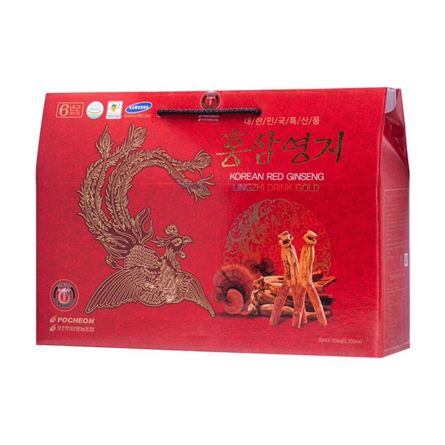 Nước Hồng Sâm Linh Chi Pocheon Hộp 30 Gói x 70ml