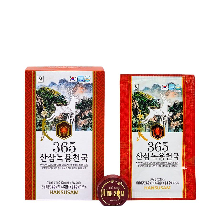 Nước Hồng Sâm Nhung Hươu 365 Hansusam Hàn Quốc 60 Gói x 70ml