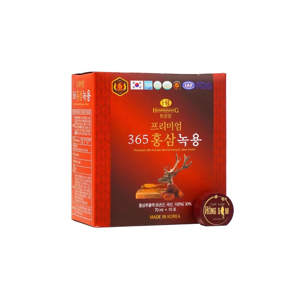 Nước Hồng Sâm Nhung Hươu Linh Chi Hàn Quốc 365 Hộp 20 gói x 70ml
