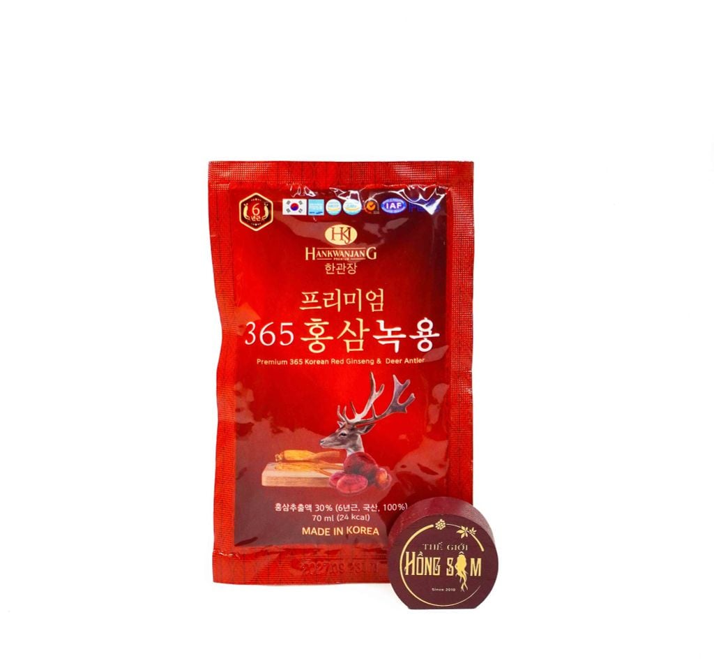 Nước Hồng Sâm Nhung Hươu Linh Chi 365 Hàn Quốc Hộp 60 Gói x 70ml