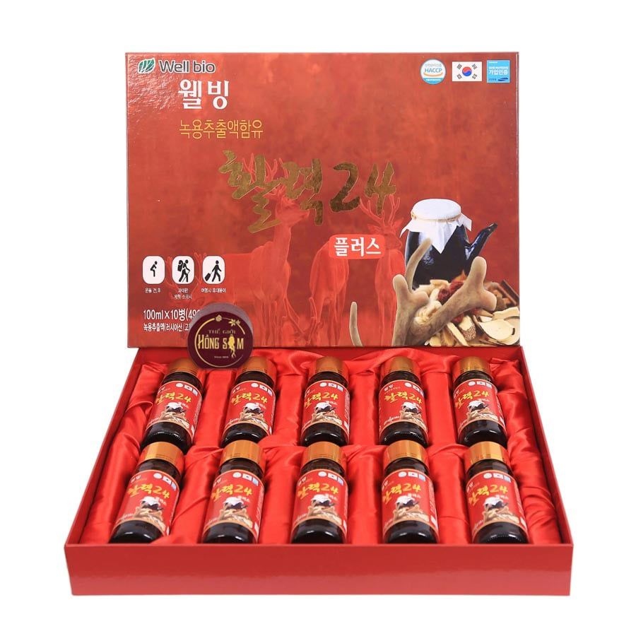 Nước Hồng Sâm Nhung Hươu WellBioTech Hàn Quốc 100ml x 10 chai