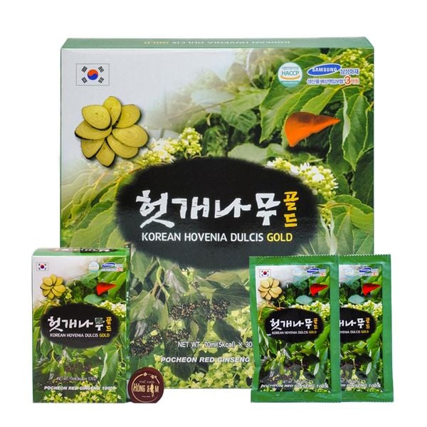 Nước Mát Gan Pocheon Hovenia Dulcis Gold Hàn Quốc Hộp 30 Gói x 70ml
