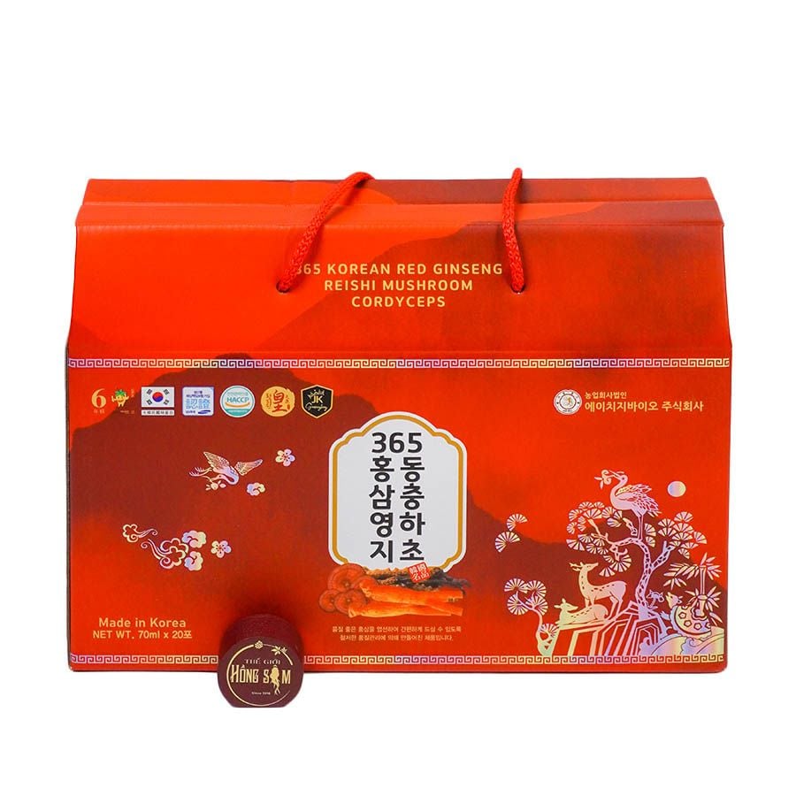Nước Hồng Sâm Linh Chi Đông Trùng Hạ Thảo 365 Hàn Quốc Hộp 20 Gói x 70ml