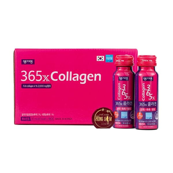 Nước uống đẹp da 365X Collagen Hàn Quốc chống lão hóa - Hộp 10 chai x 50ml