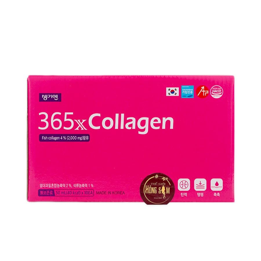 Nước uống đẹp da 365X Collagen Hàn Quốc chống lão hóa - Hộp 10 chai x 50ml