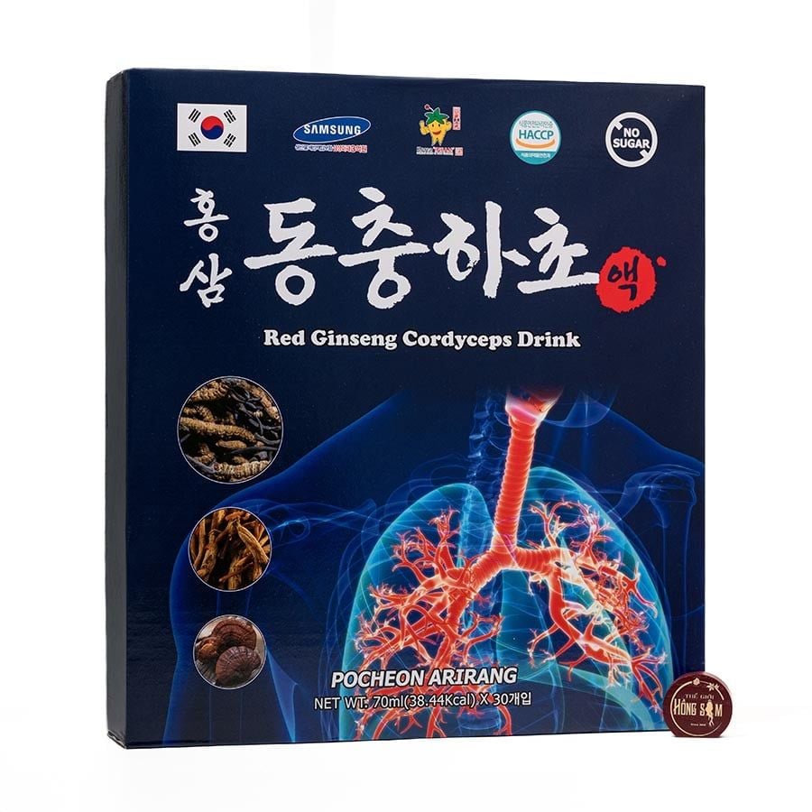 Nước Hồng Sâm Đông Trùng Hạ Thảo Bổ Phổi Pocheon Hàn Quốc Hộp 30 Gói x 70ml