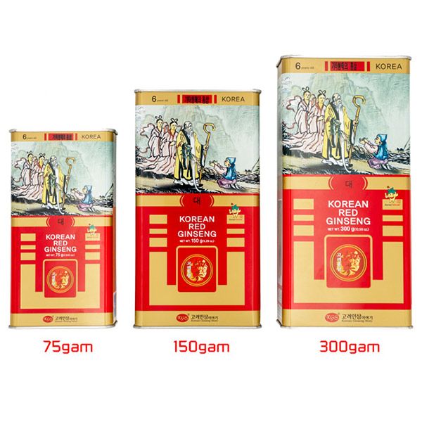 Hồng Sâm Củ Khô KGS Hàn Quốc Hộp Thiếc 75g Củ Lớn (3 -5 củ)