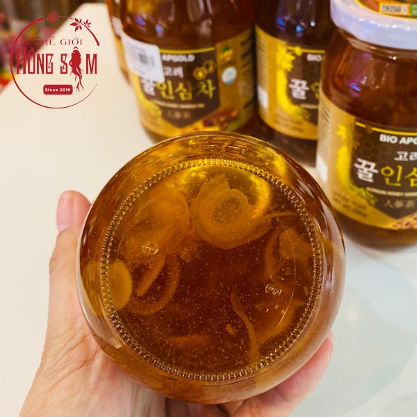 Sâm Tươi Thái Lát Ngâm Mật Ong Bio Apgold Hàn Quốc Lọ 580g