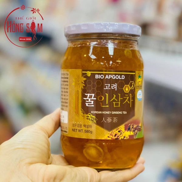 Sâm Tươi Thái Lát Ngâm Mật Ong Bio Apgold Hàn Quốc Lọ 580g