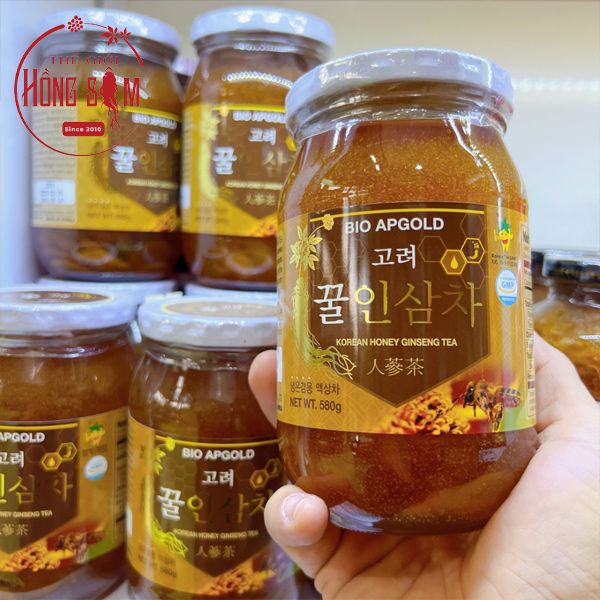 Sâm Tươi Thái Lát Ngâm Mật Ong Bio Apgold Hàn Quốc Lọ 580g