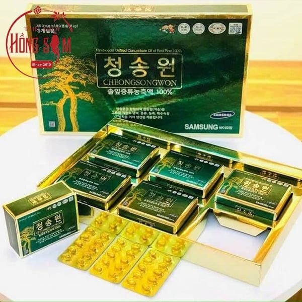 Tinh Dầu Thông Đỏ Cheongsongwon Hàn Quốc Hộp Xanh 180 Viên