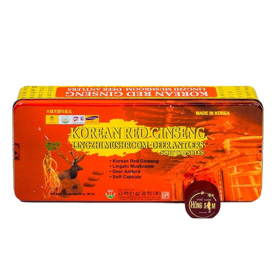 Viên Hồng Sâm Nhung Hươu Linh Chi Bio Hàn Quốc Hộp Thiếc 120 Viên