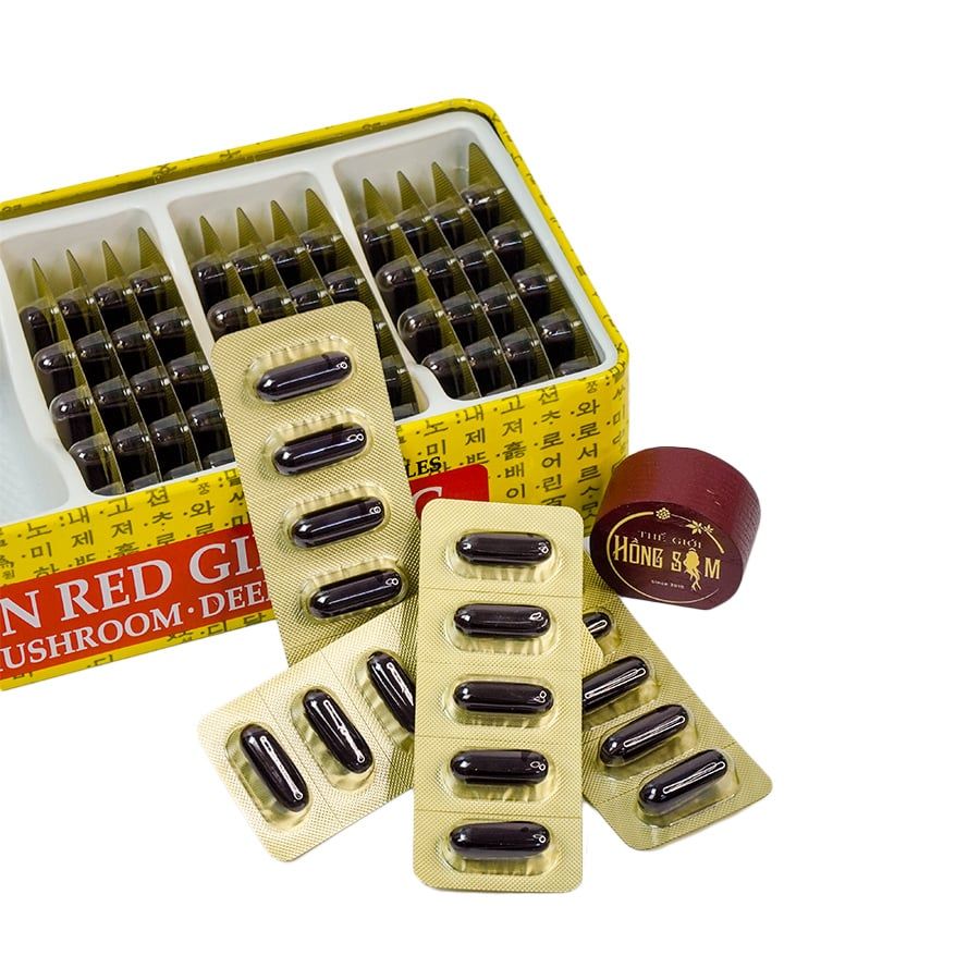 Viên Hồng Sâm Nhung Hươu Linh Chi Bio Hàn Quốc Hộp Thiếc 60 Viên