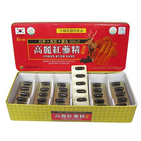 Hộp 120 Viên Hồng Sâm Nhung Hươu Linh Chi Kana Goryeo Hộp Đỏ Hàn Quốc