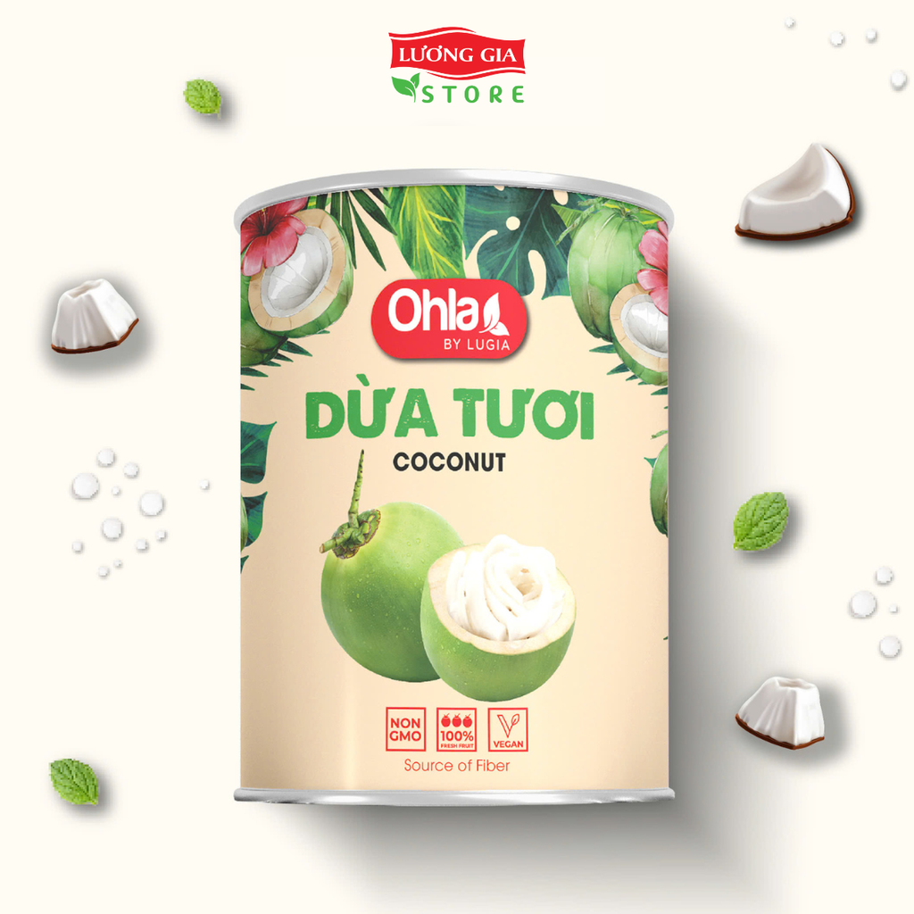 Trái cây tươi đóng lon Ohla 950g - Dừa Tươi