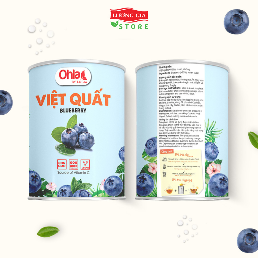 Trái cây tươi đóng lon Ohla 950g - Việt Quất