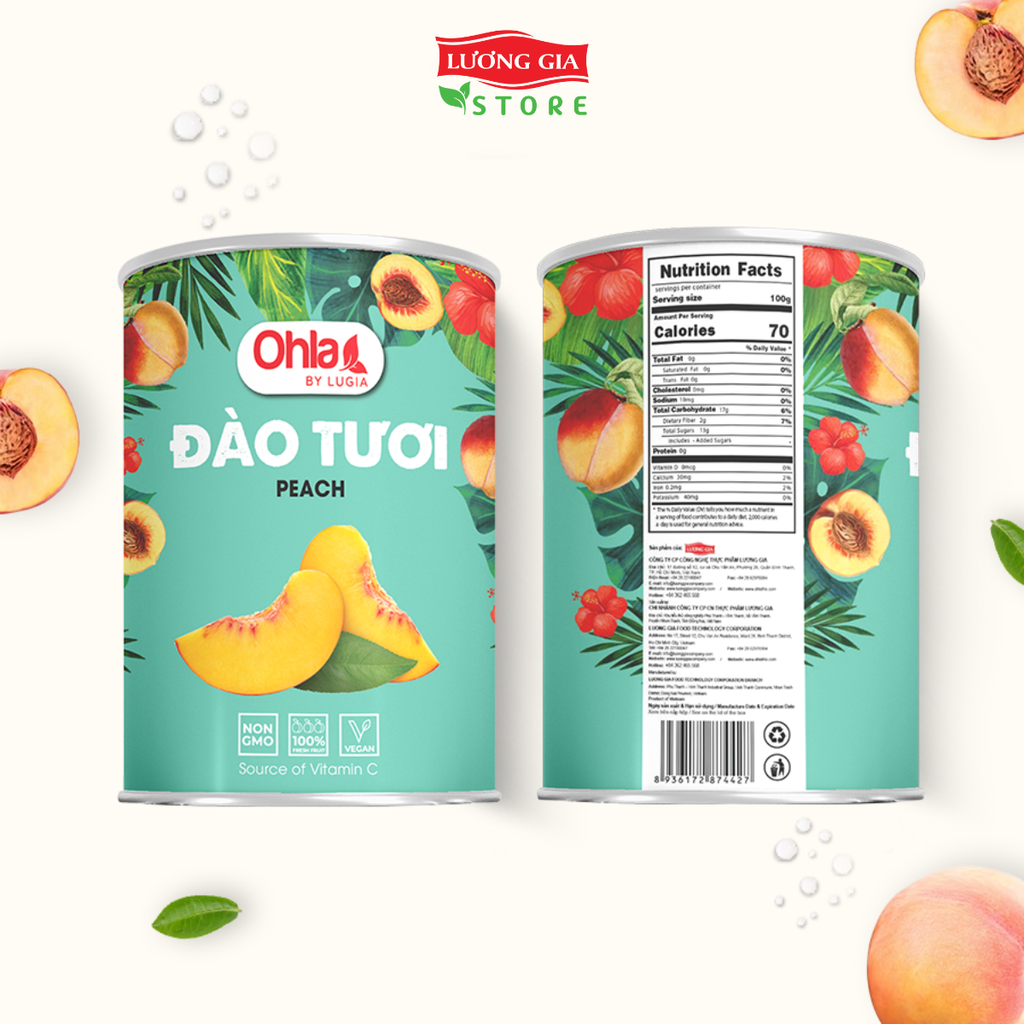 Trái cây tươi đóng lon Ohla 950g - Đào