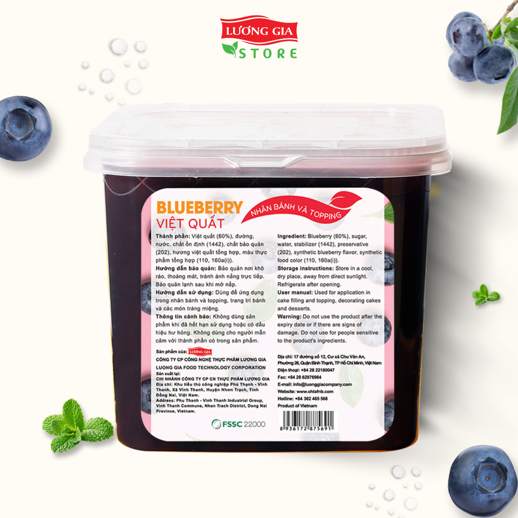 Topfill Việt Quất Nguyên Trái Ohla 2.2kg