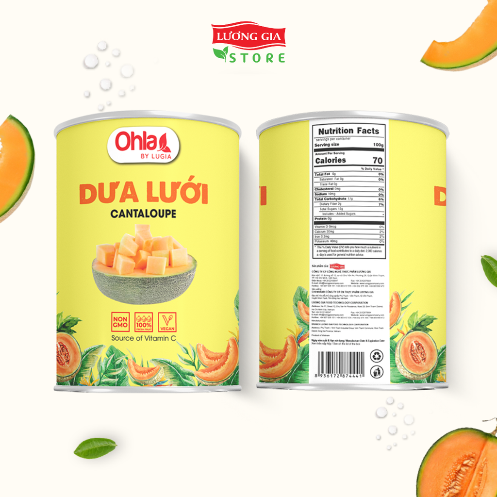 Trái cây tươi đóng lon Ohla 950g - Dưa lưới