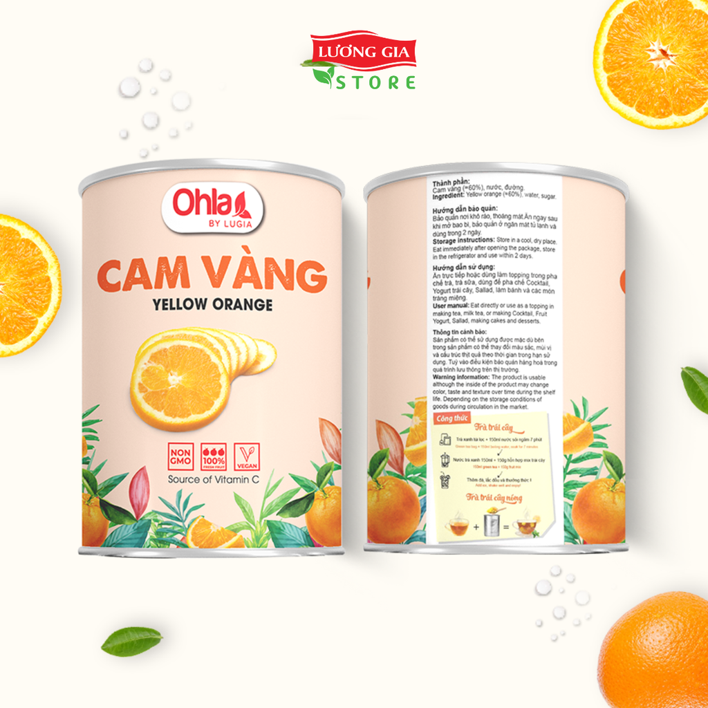 Trái cây tươi đóng lon Ohla 950g - Cam Vàng