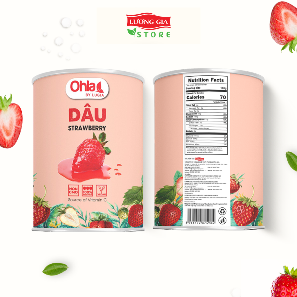 Trái cây tươi đóng lon 950g Ohla - Dâu