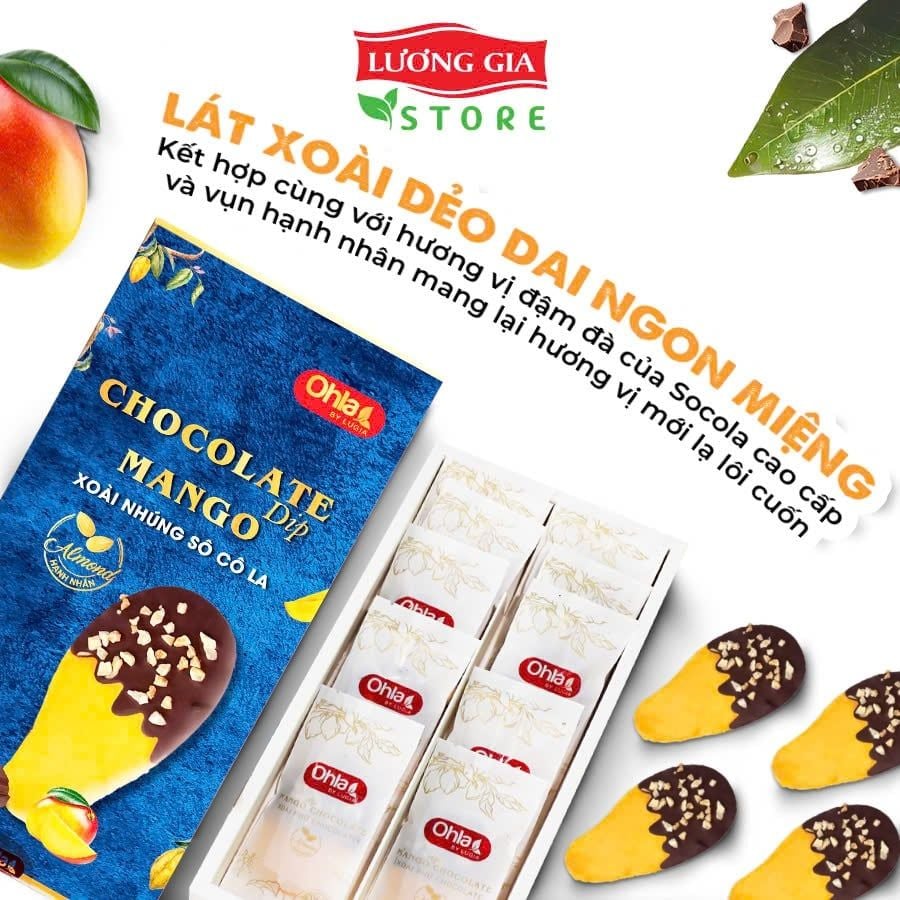 Ohla hộp xoài nhúng Socola hạnh nhân (lát lớn)
