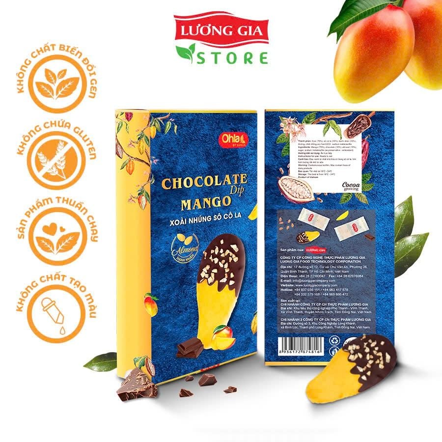 Hộp xoài nhúng sô-cô-la hạnh nhân 180g Ohla