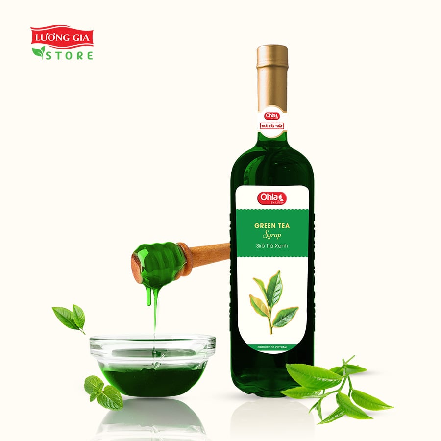 Siro Trà Xanh Ohla 750ml (chai thủy tinh)