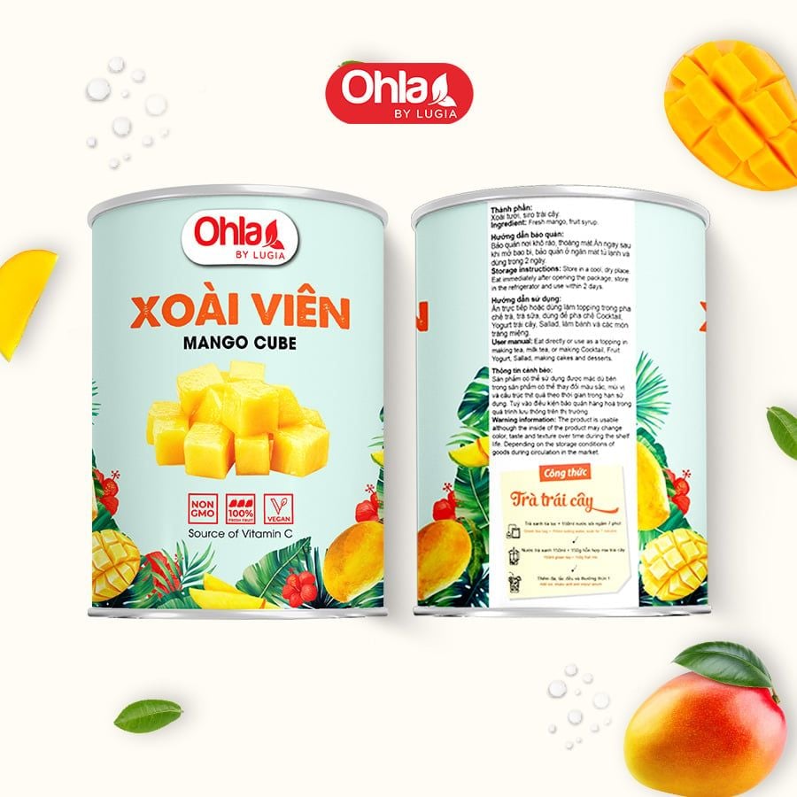 Trái cây tươi đóng lon Ohla 950g - Xoài Viên