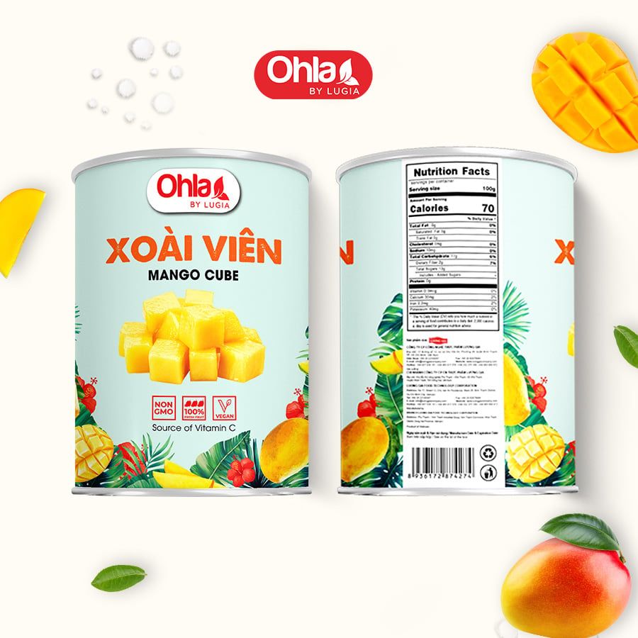 Trái cây tươi đóng lon Ohla 950g - Xoài Viên